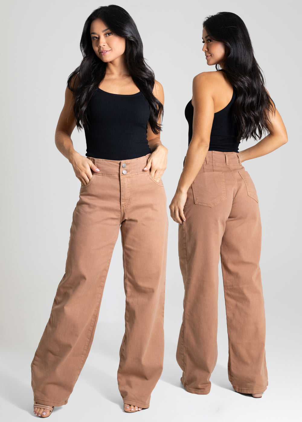 Calça Sarja Sawary Wide Leg - 280597 BEGE