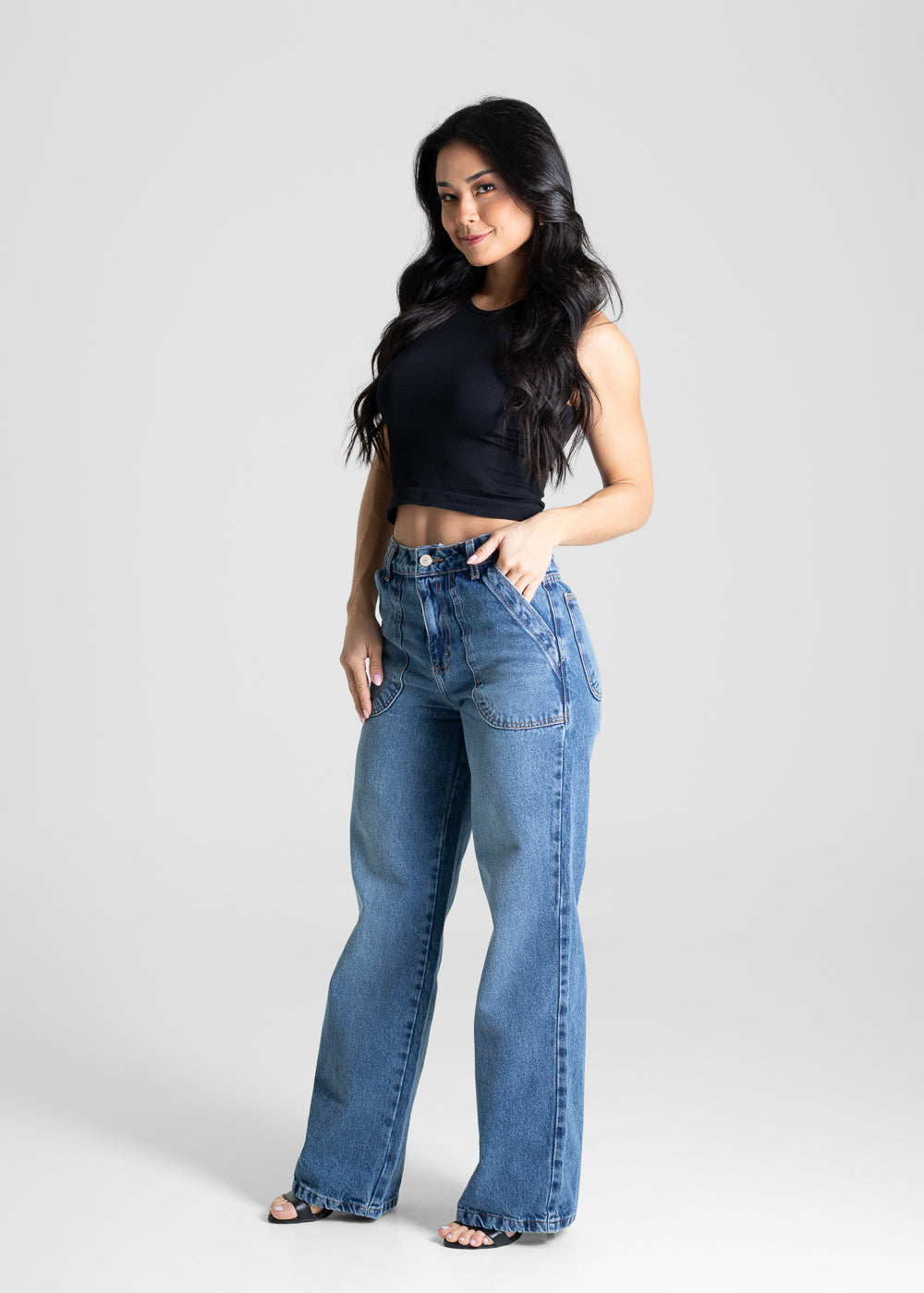Calça Jeans Sawary Wide Leg - 280598 AZUL