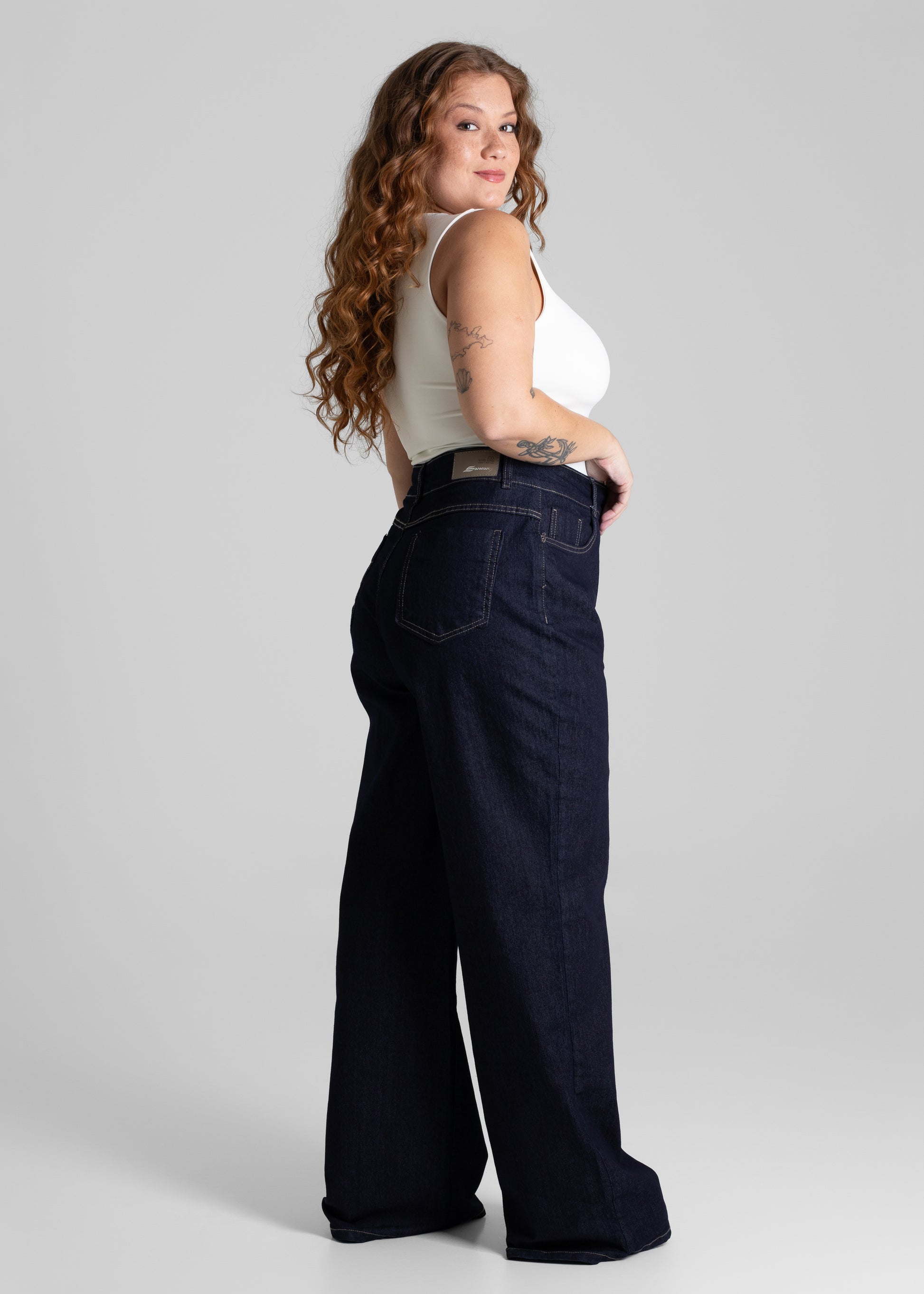Calça Jeans Sawary Wide Leg Plus Size - 280628 AZUL