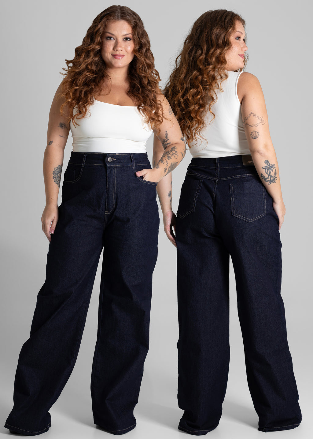 Calça Jeans Sawary Wide Leg Plus Size - 280628 AZUL