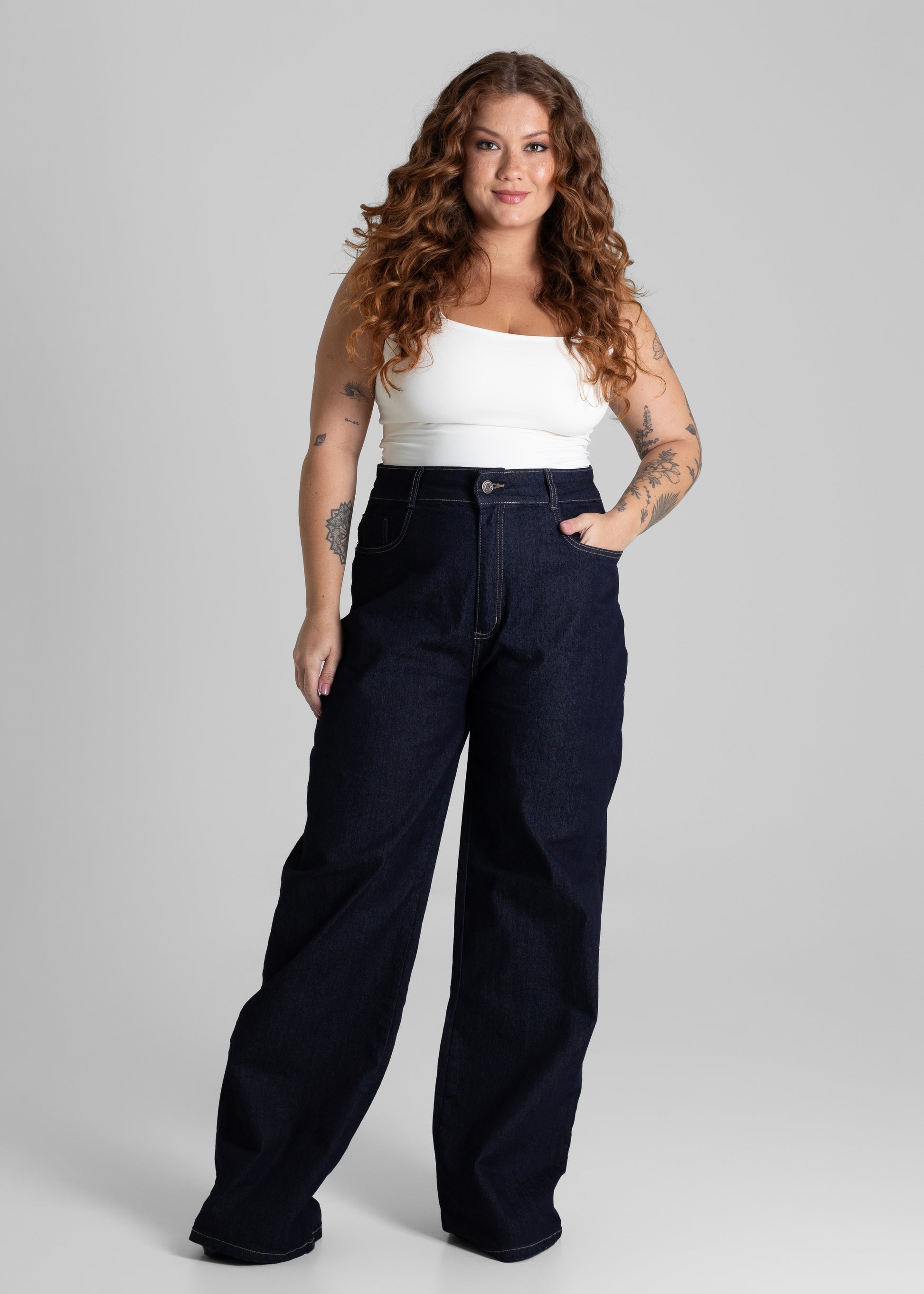 Calça Jeans Sawary Wide Leg Plus Size - 280628 AZUL