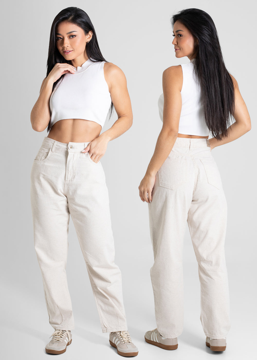 Calça Linho Sawary Barrel - 280648 OFF WHITE