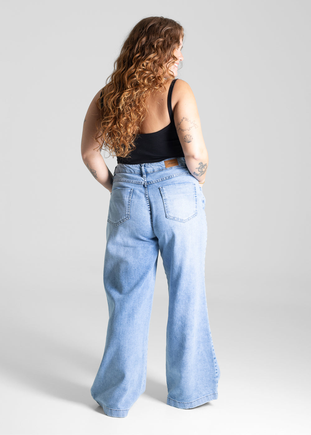 Calça Jeans Sawary Plus Size Wide Leg Petit - 280664 AZUL