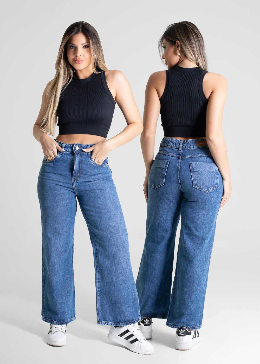 Calça Jeans Sawary Wide Leg Petit - 280708 PRETO