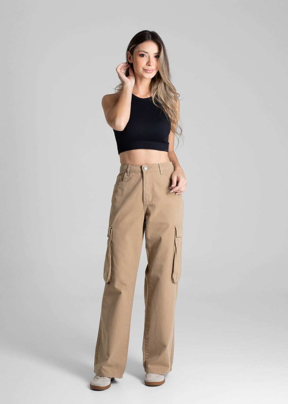 Calça Sarja Sawary Wide Leg - 280760 BEGE