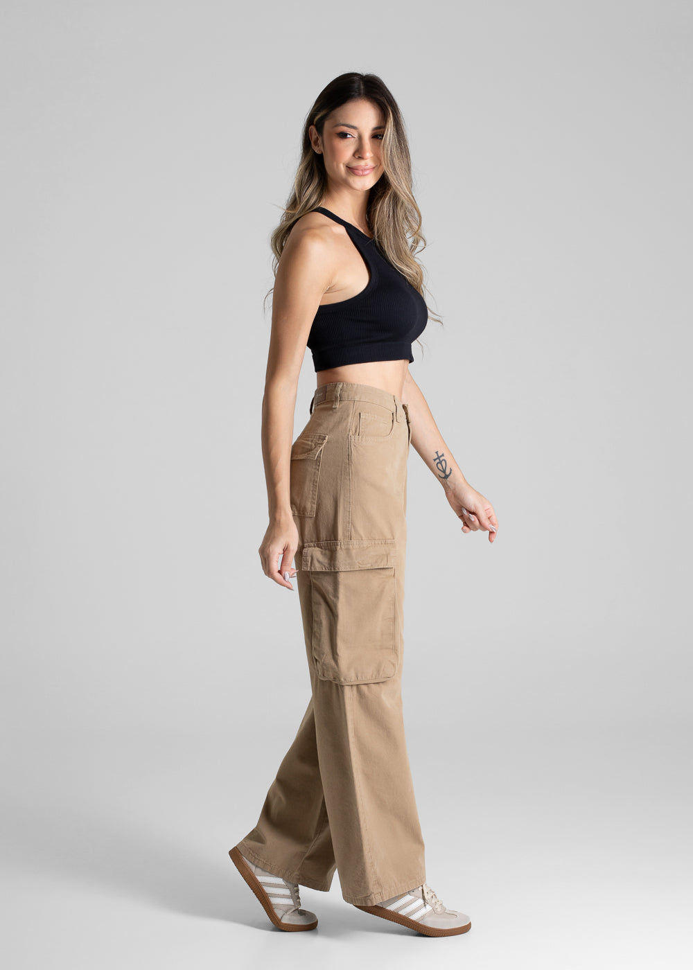 Calça Sarja Sawary Wide Leg - 280760 BEGE