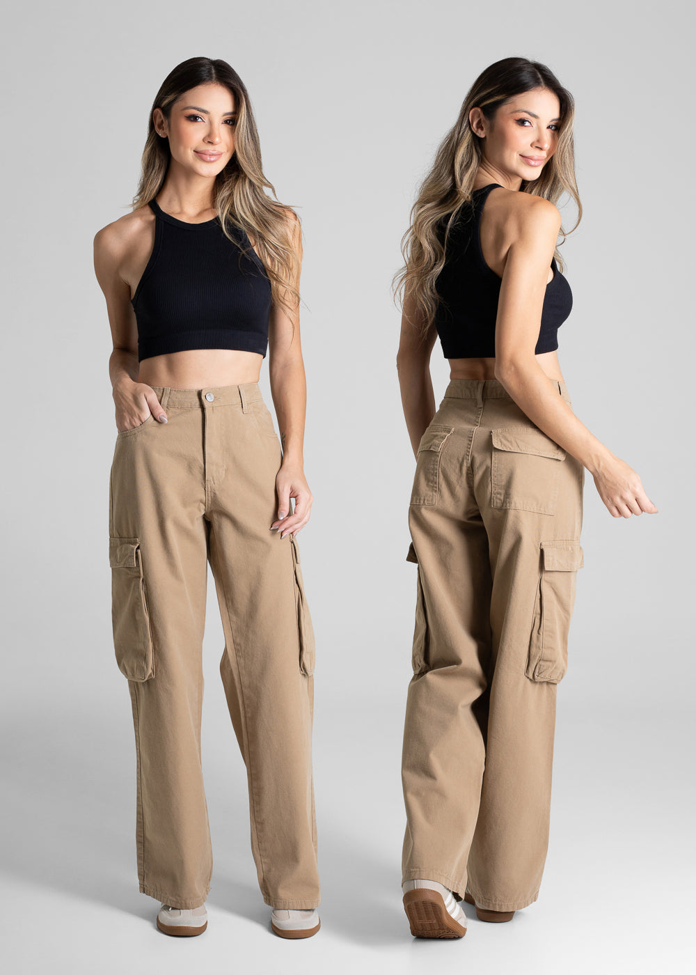 Calça Sarja Sawary Wide Leg - 280760 BEGE