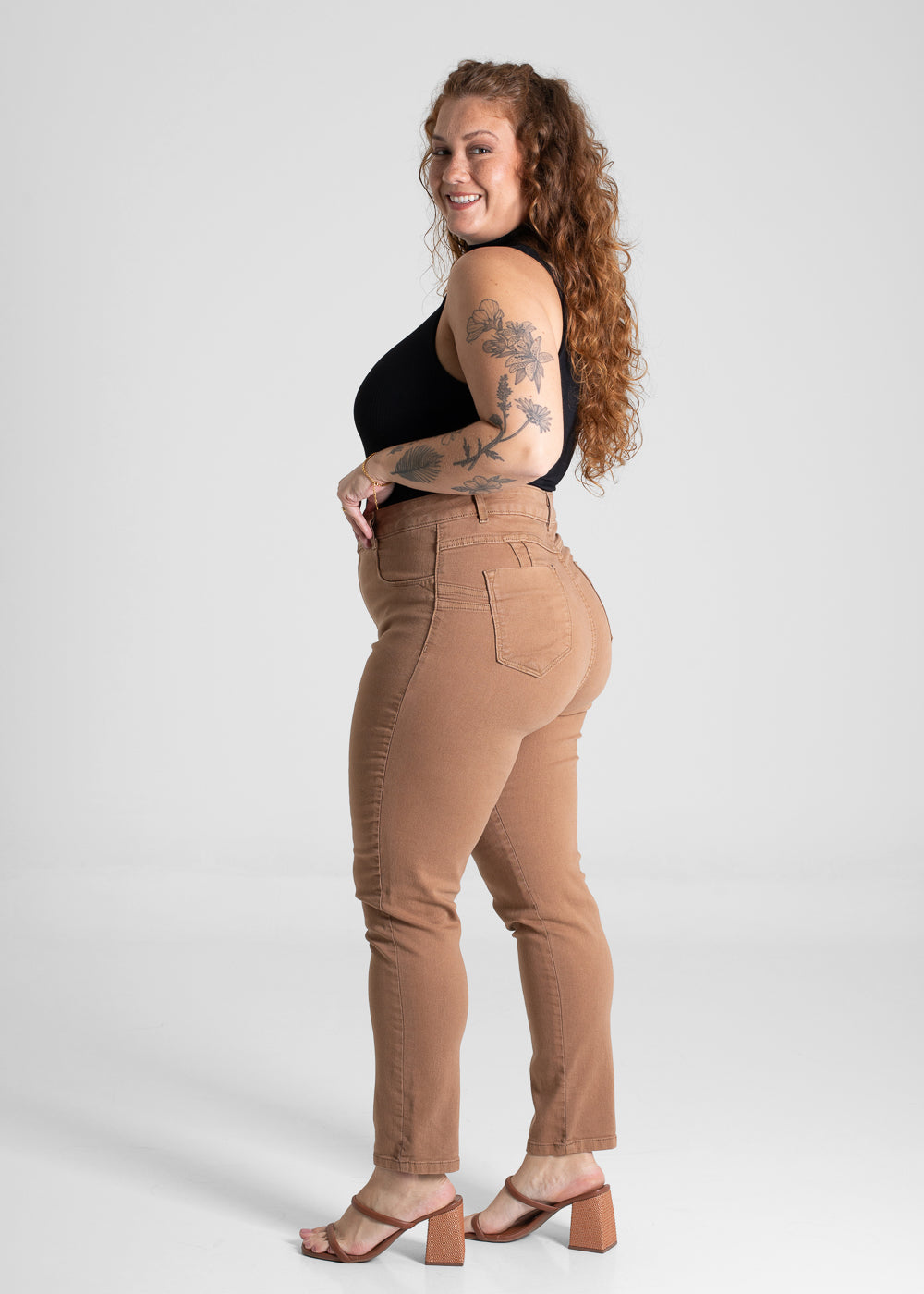 Calça Sarja Sawary Plus Size Levanta Bumbum  - 280799 MARROM