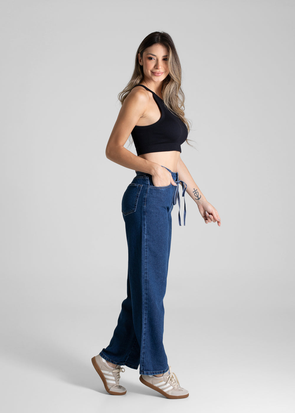 Calça Jeans Sawary Wide Leg Petit - 280814 AZUL