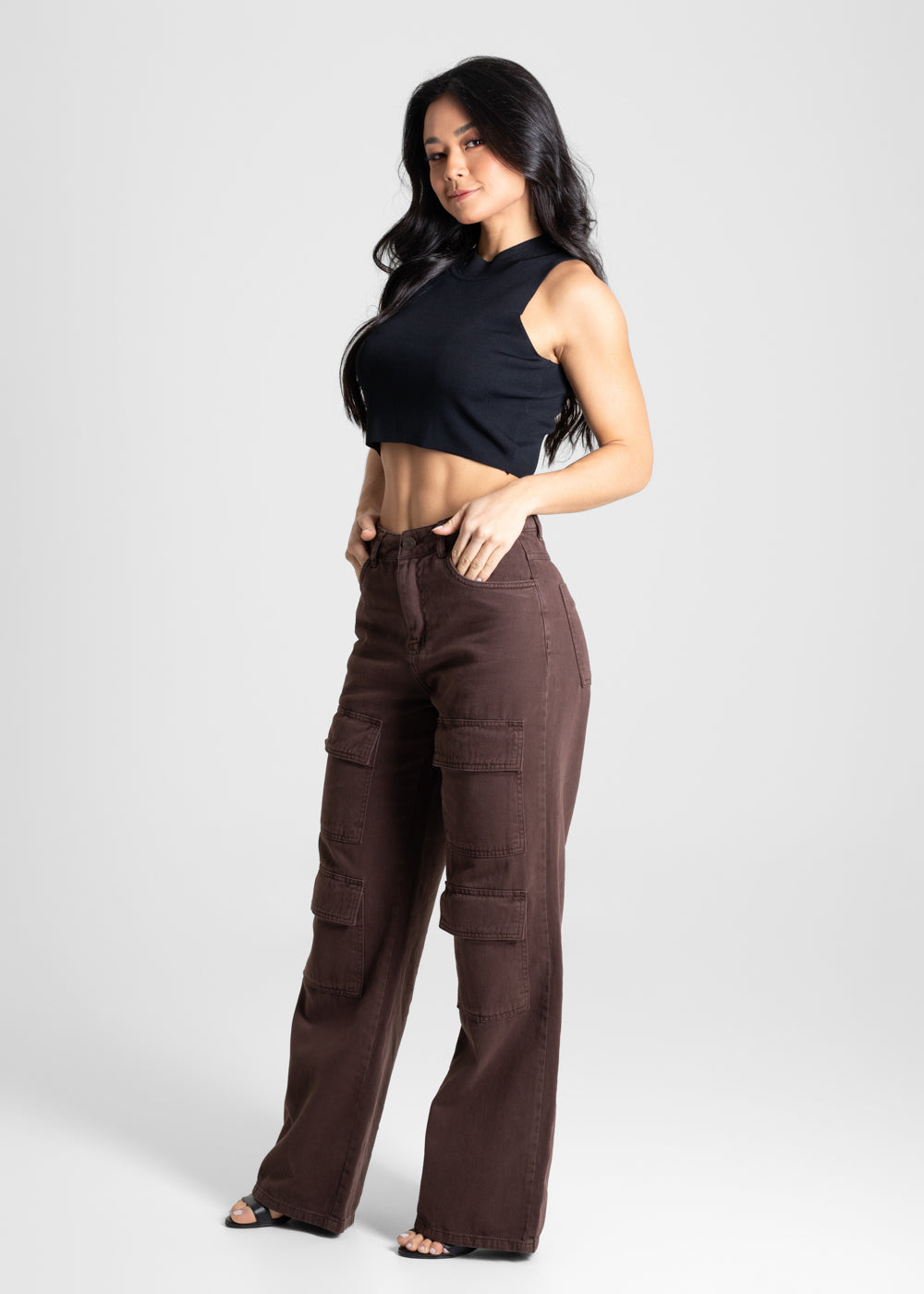 Calça Sarja Sawary Wide Leg - 280817 MARROM