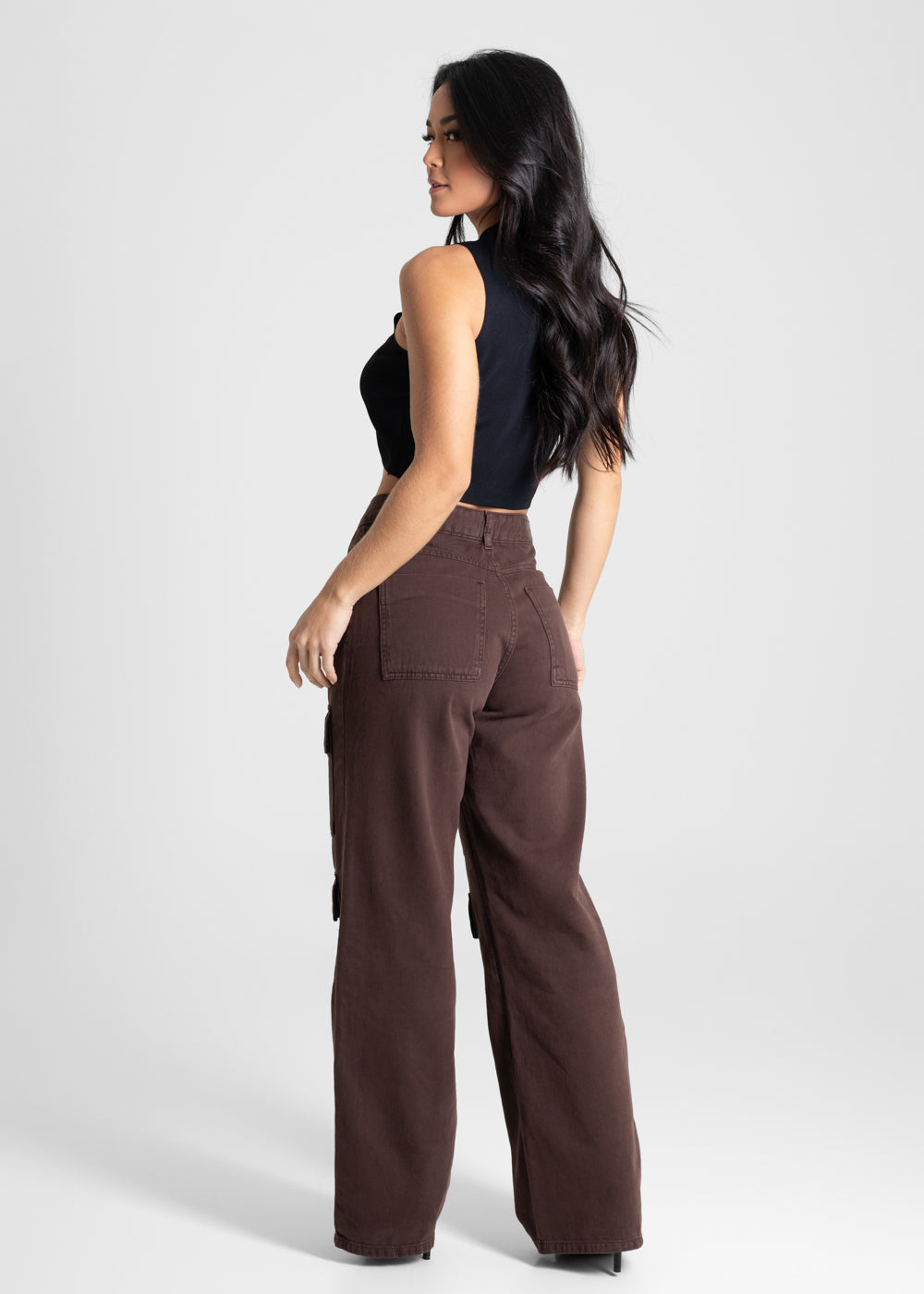 Calça Sarja Sawary Wide Leg - 280817 MARROM