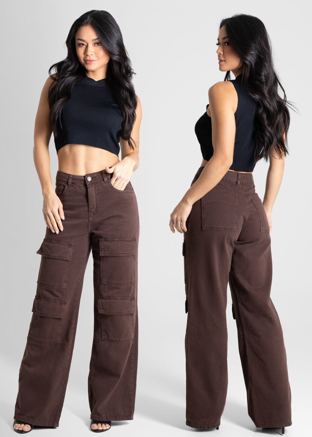 Calça Sarja Sawary Wide Leg - 280817 MARROM