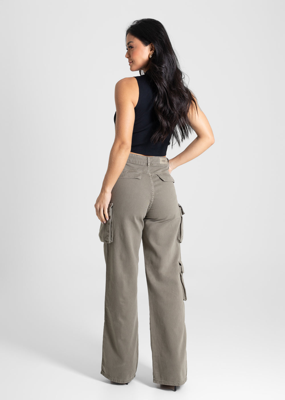 Calça Sarja Sawary Wide Leg- 280818 VERDE