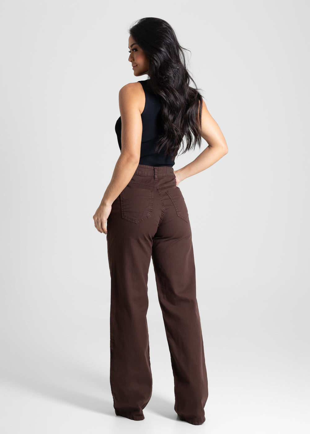 Calça Sarja Sawary Wide Leg - 280820 MARROM