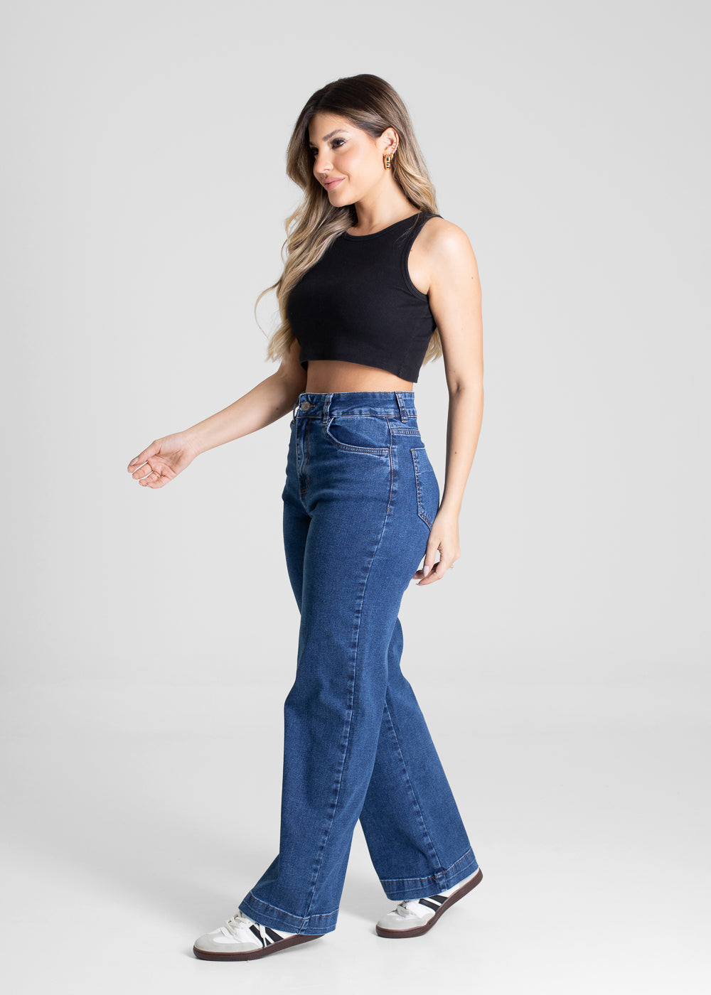 Calça Jeans Sawary Wide Leg Petit - 280840 AZUL