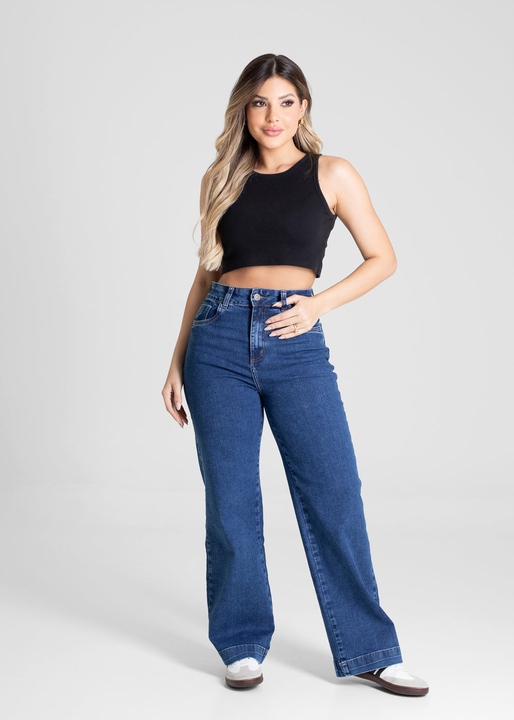 Calça Jeans Sawary Wide Leg Petit - 280840 AZUL