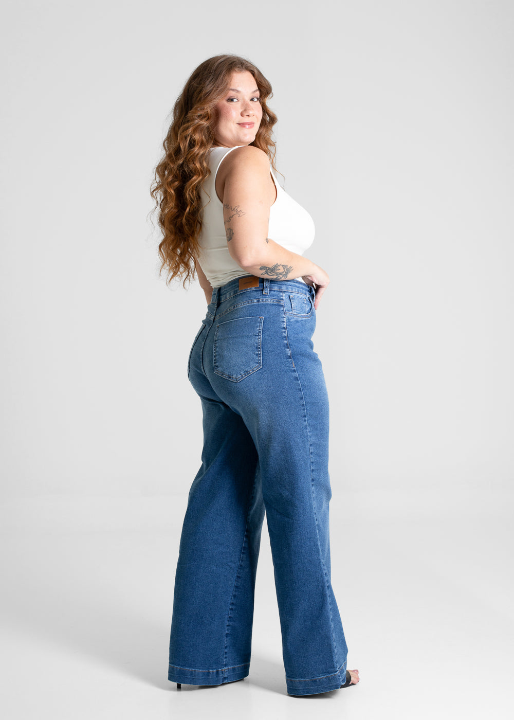 Calça Jeans Sawary Plus Size Wide Leg - 280843 AZUL