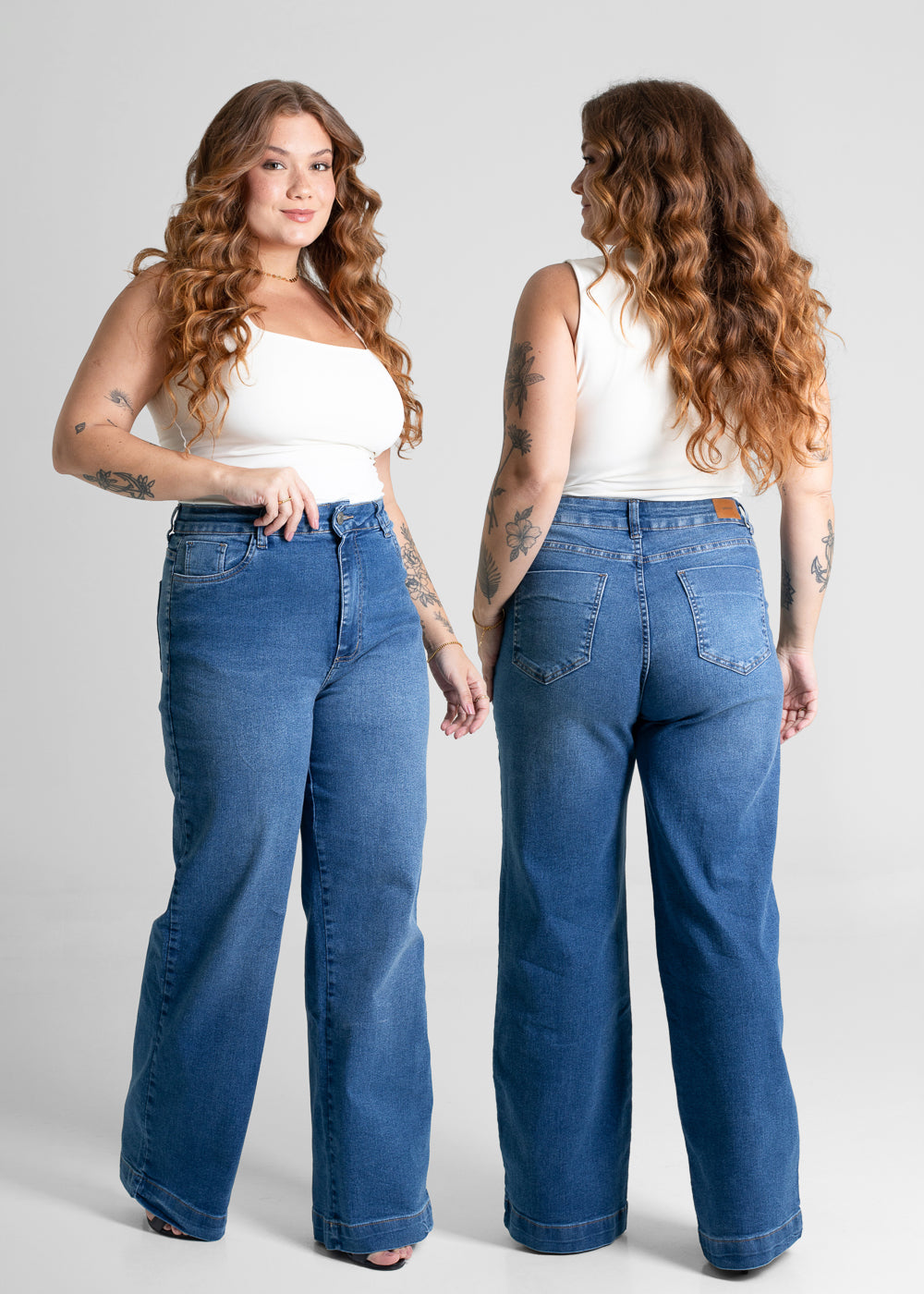 Calça Jeans Sawary Plus Size Wide Leg - 280843 AZUL