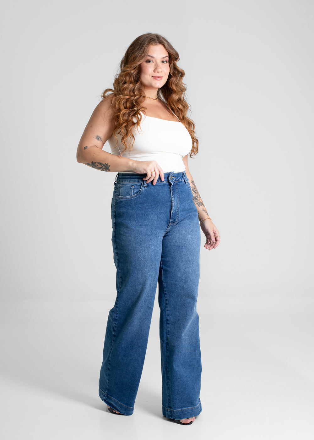 Calça Jeans Sawary Plus Size Wide Leg - 280843 AZUL