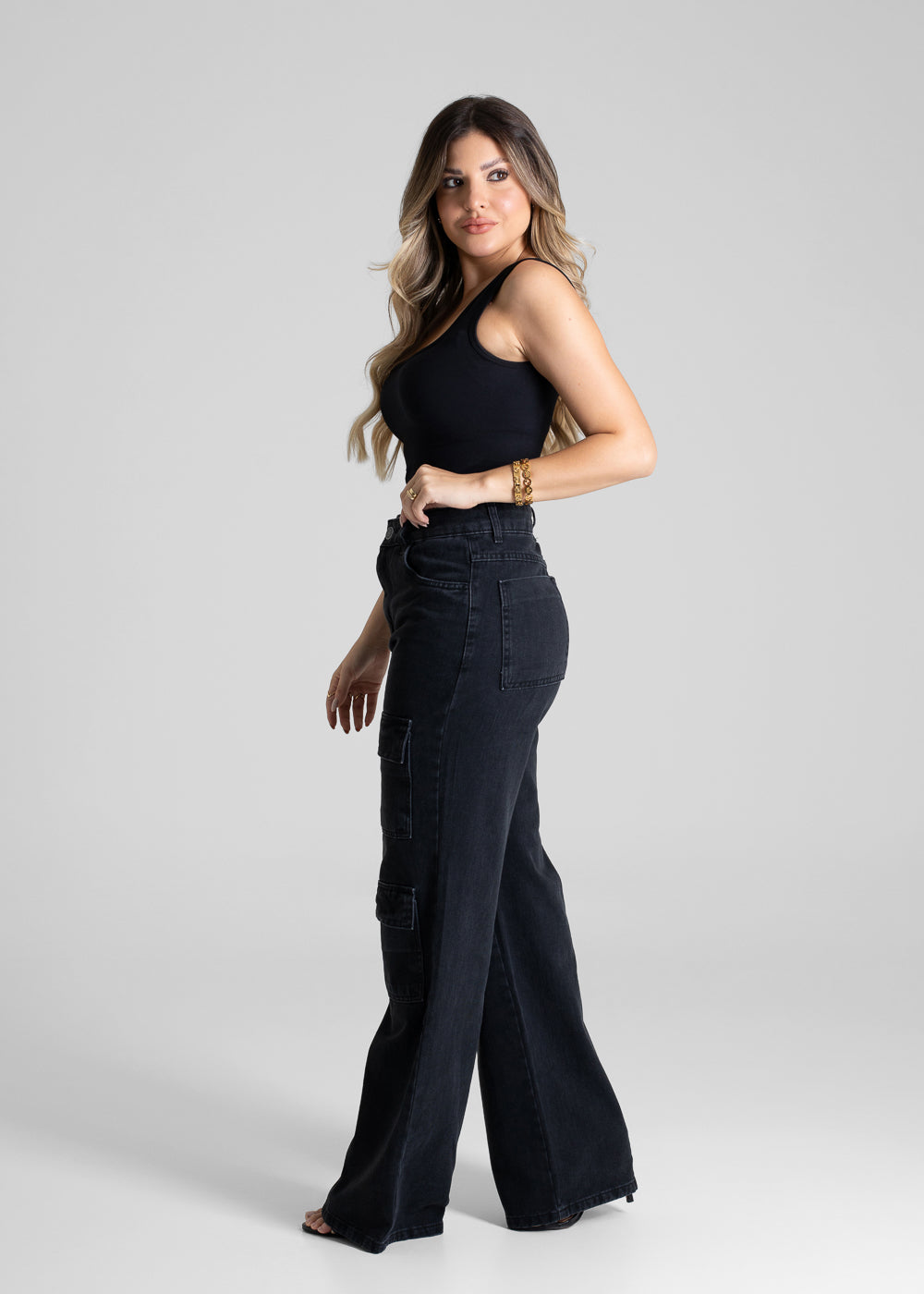 Calça Jeans Sawary Wide Leg - 280865 PRETO
