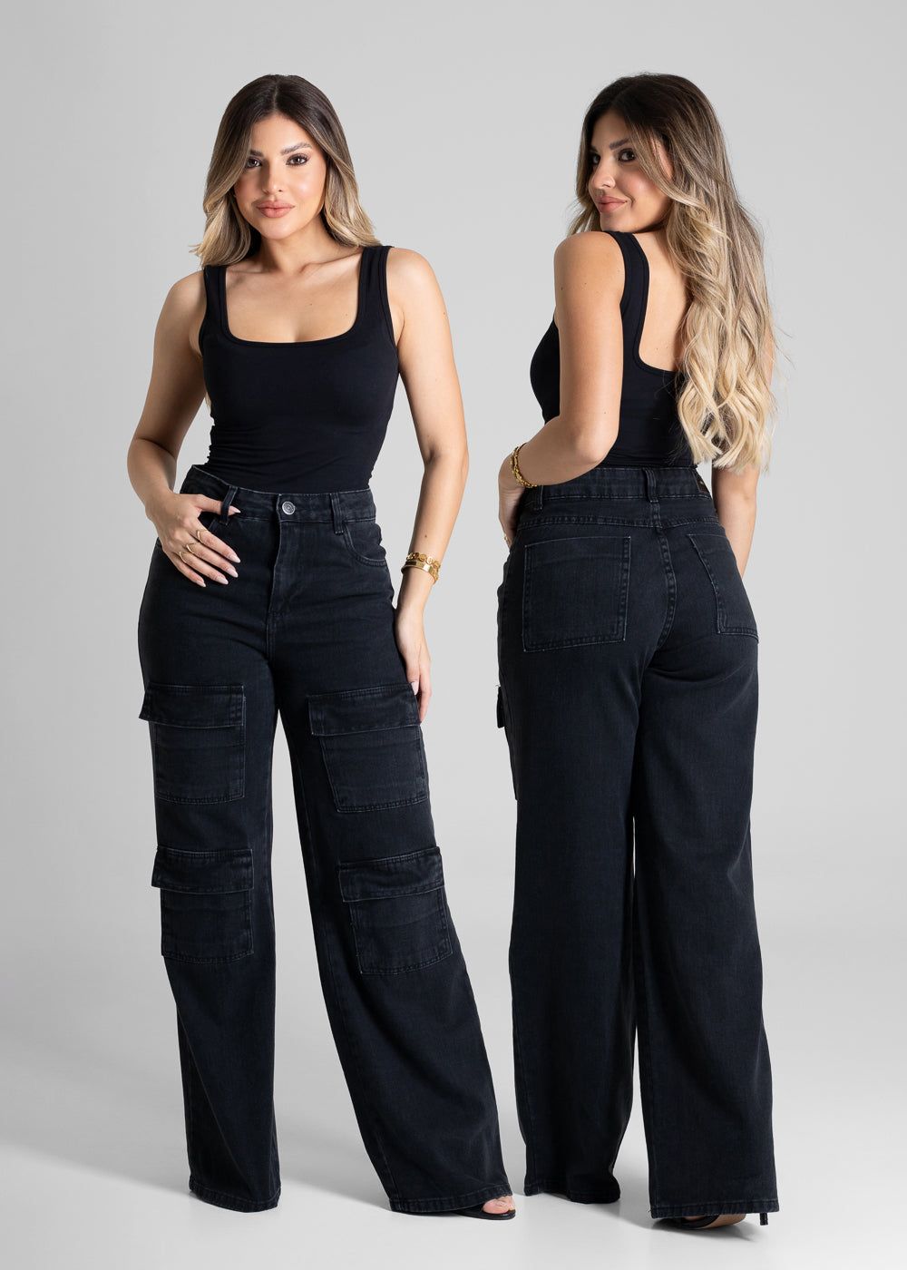 Calça Jeans Sawary Wide Leg - 280865 PRETO