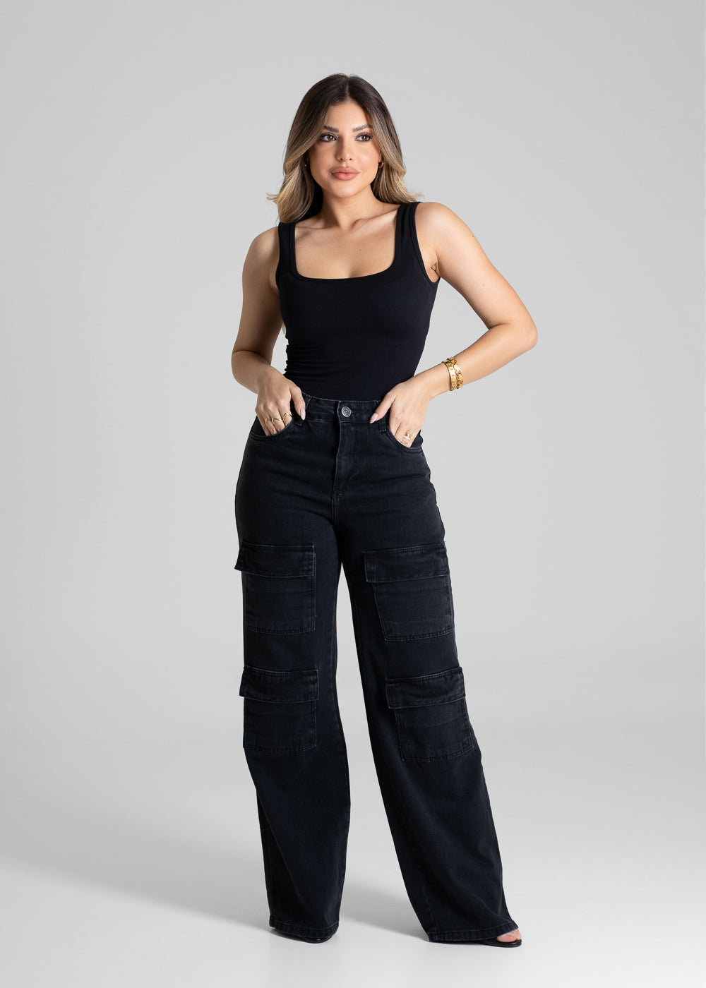Calça Jeans Sawary Wide Leg - 280865 PRETO