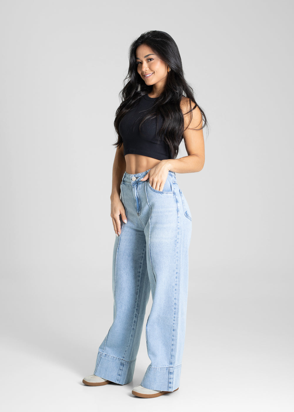 Calça Jeans Sawary Wide Leg Petit - 280891 AZUL