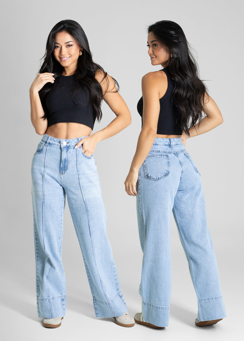Calça Jeans Sawary Wide Leg Petit - 280891 AZUL