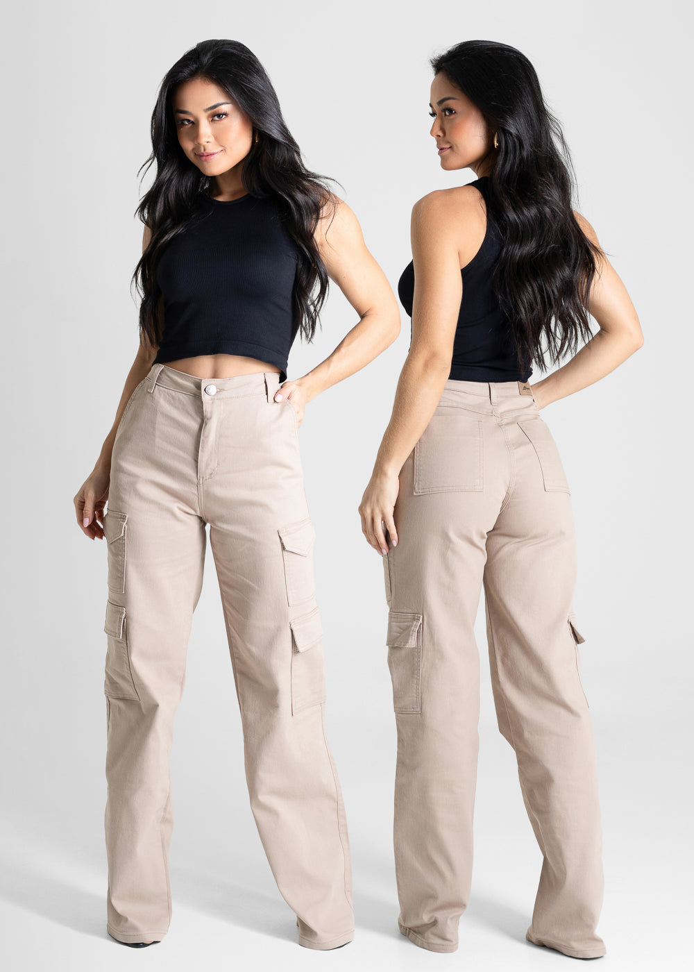 Calça Sarja Sawary Wide Leg - 280893 BEGE