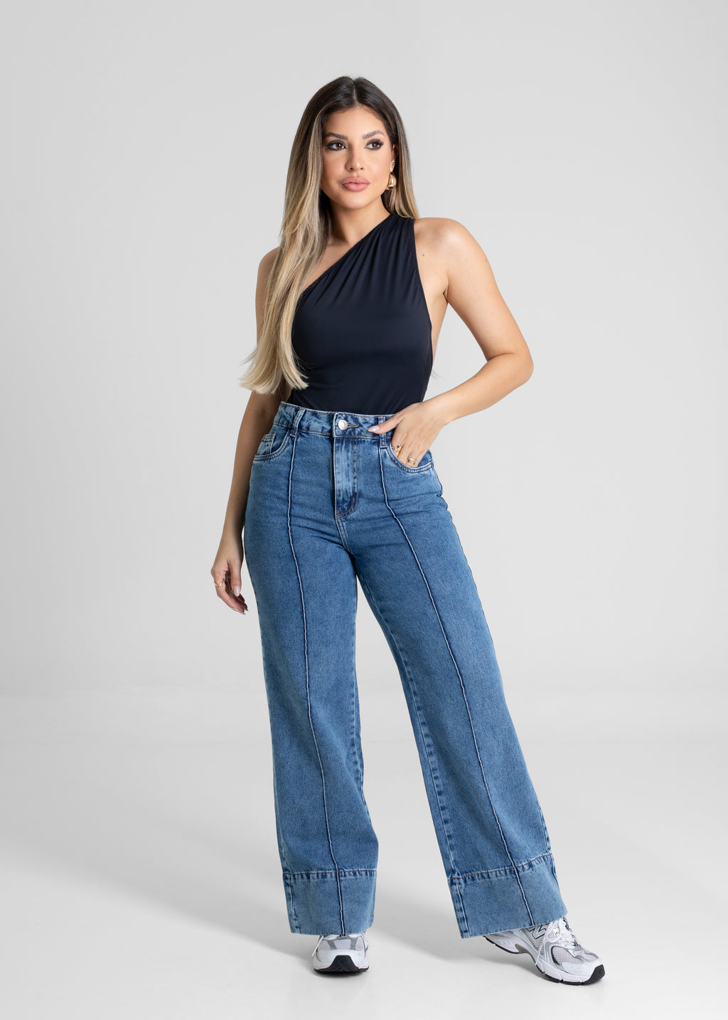 Calça Jeans Sawary Wide Leg Petit - 280900 AZUL