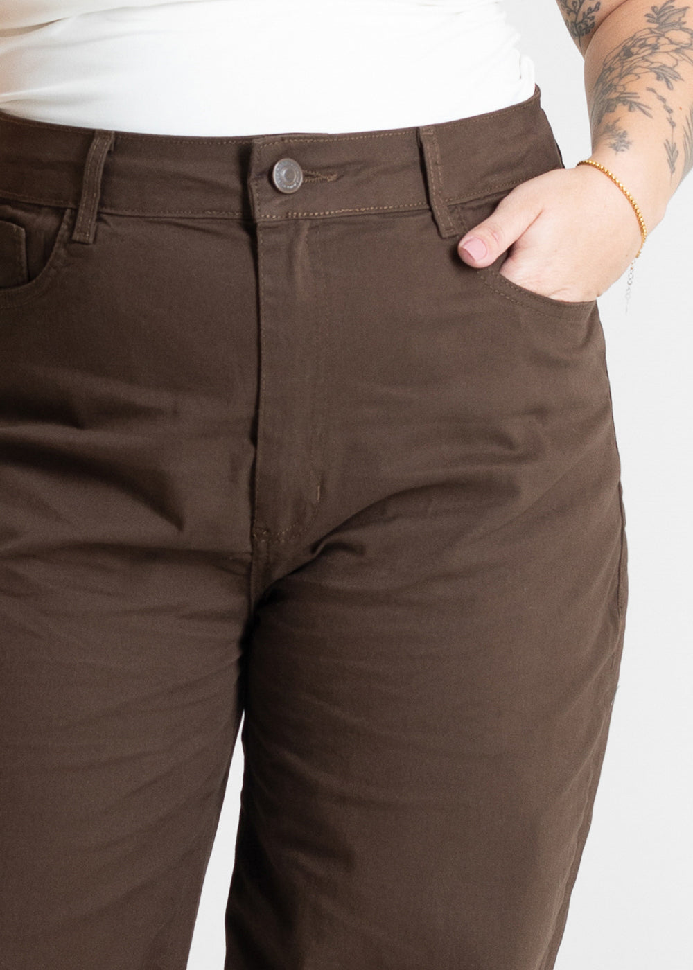 Calça Sarja Sawary Wide Leg Plus Size - 280902 MARROM