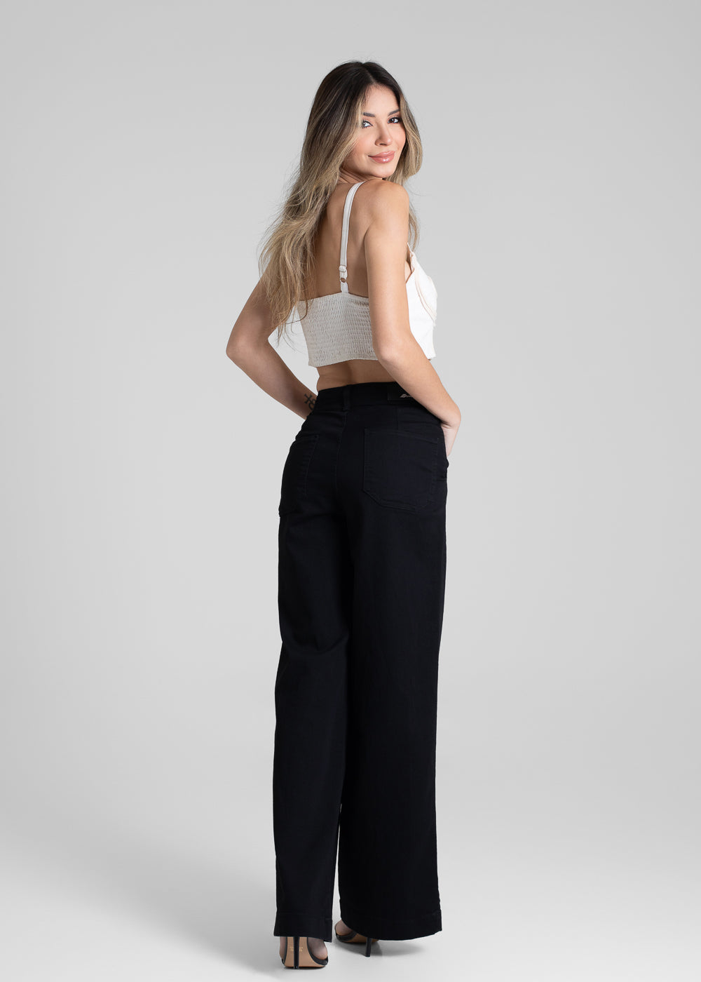 Calça Sarja Sawary Wide Leg - 280933 PRETO