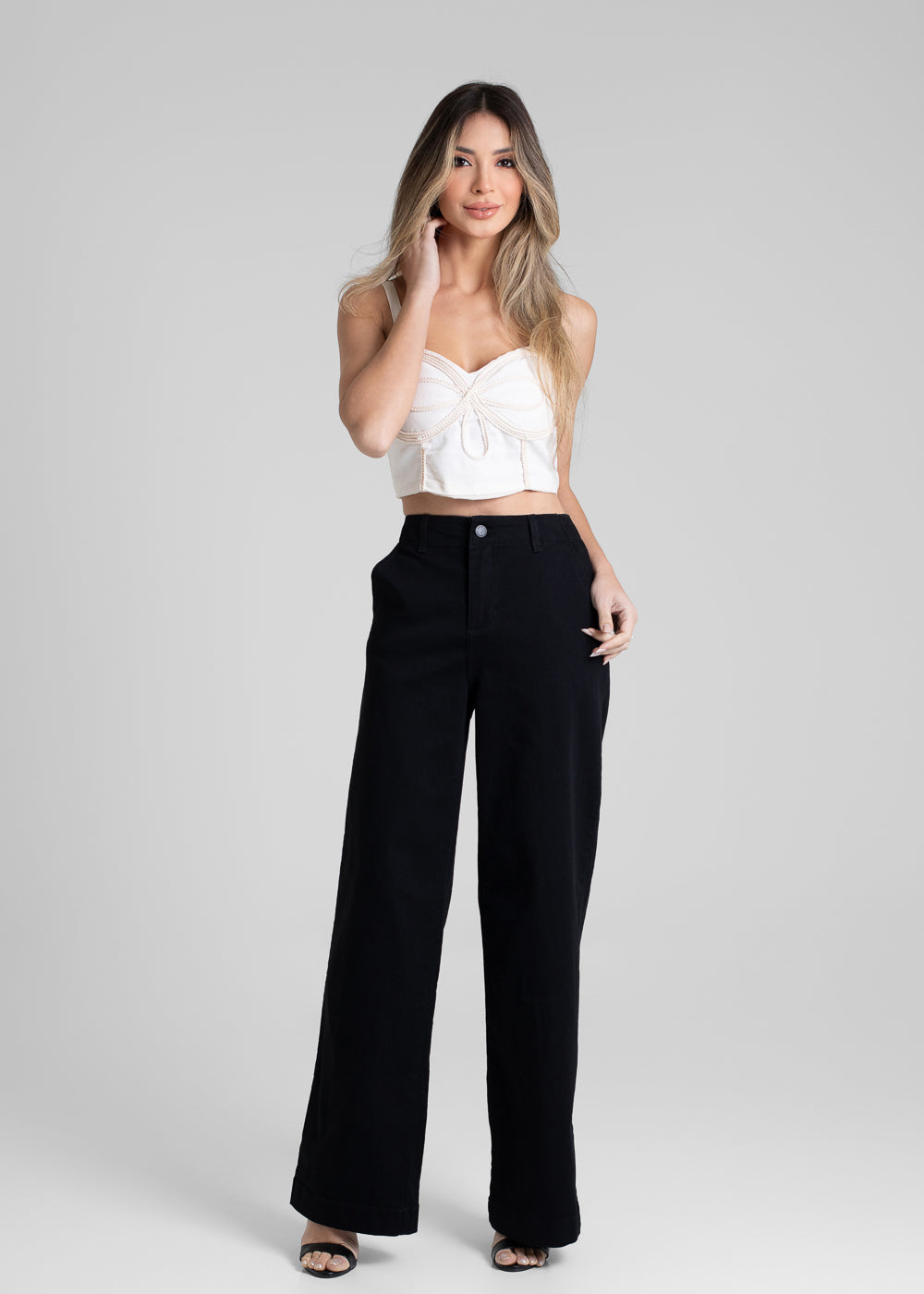 Calça Sarja Sawary Wide Leg - 280933 PRETO