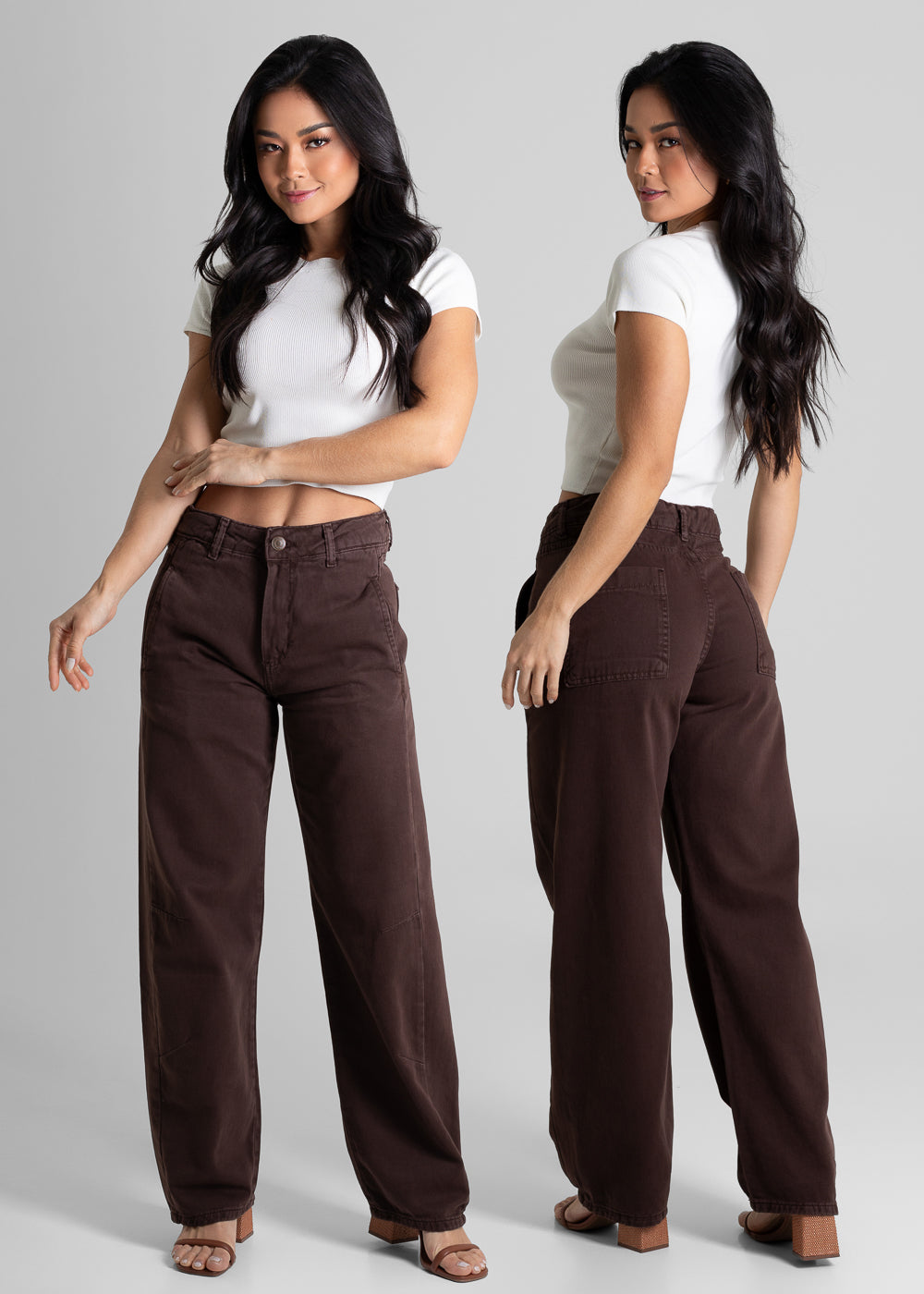 Calça Sarja Sawary Barrel - 280935 MARROM