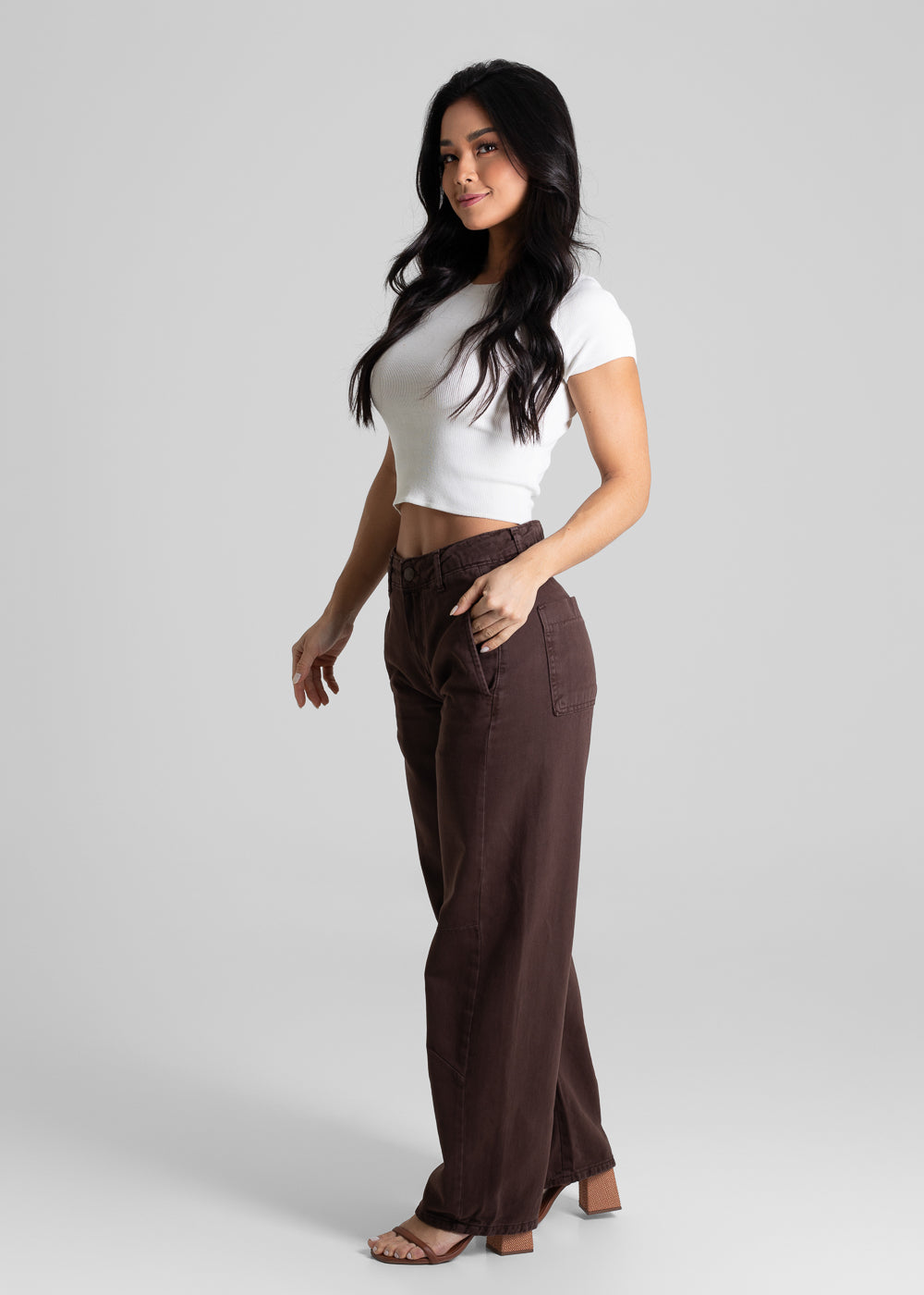 Calça Sarja Sawary Barrel - 280935 MARROM