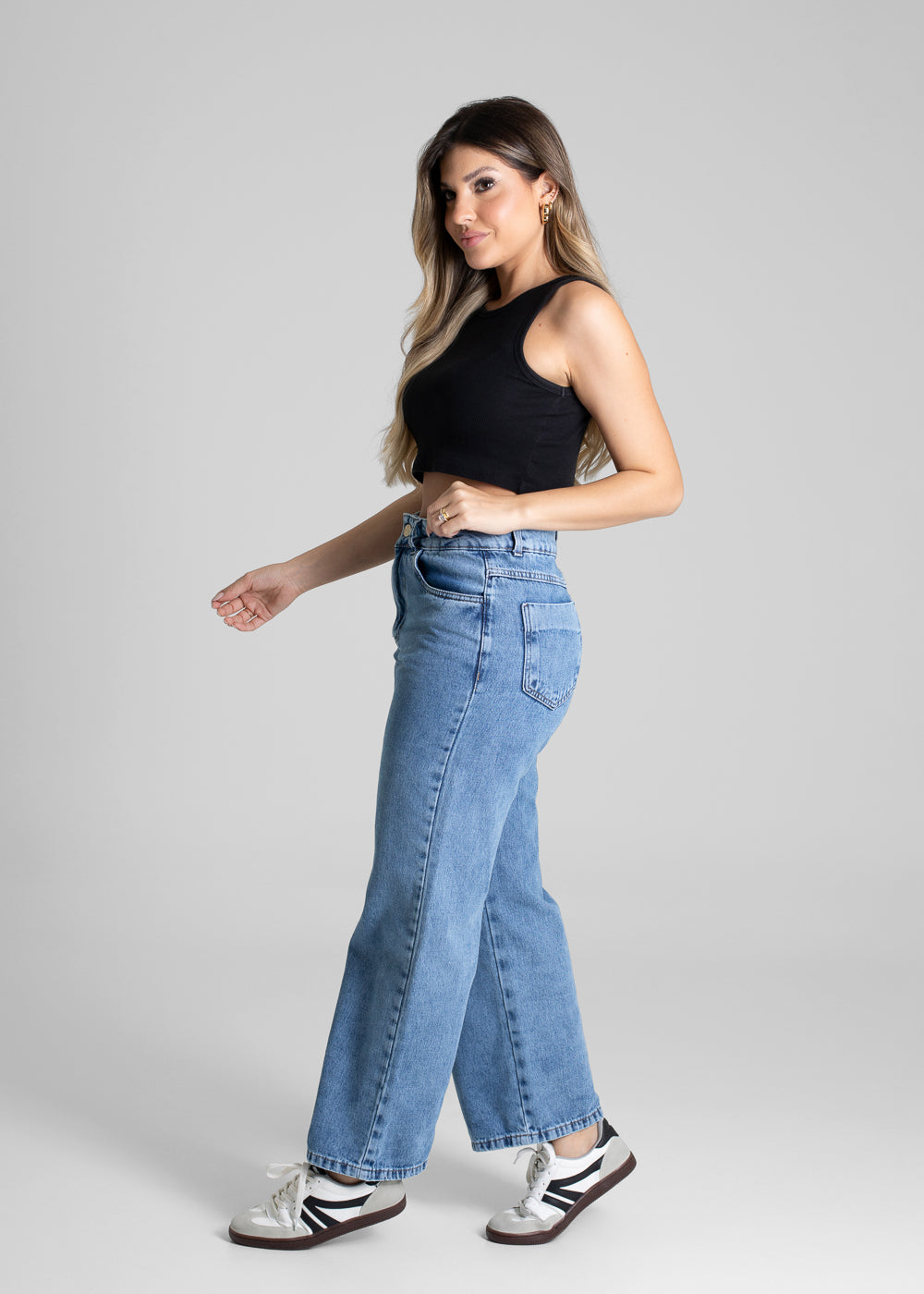 Calça Jeans Sawary Wide Leg Petit - 280953 AZUL