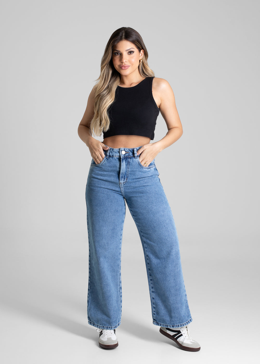 Calça Jeans Sawary Wide Leg Petit - 280953 AZUL