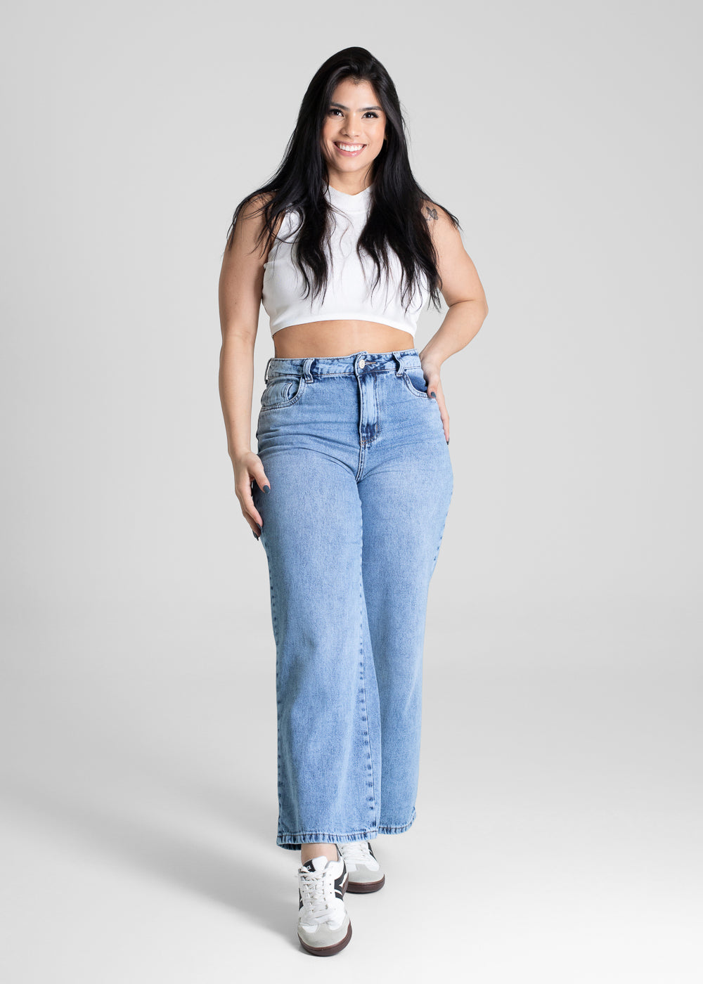 Calça Jeans Sawary Wide Leg Petit - 280999 AZUL