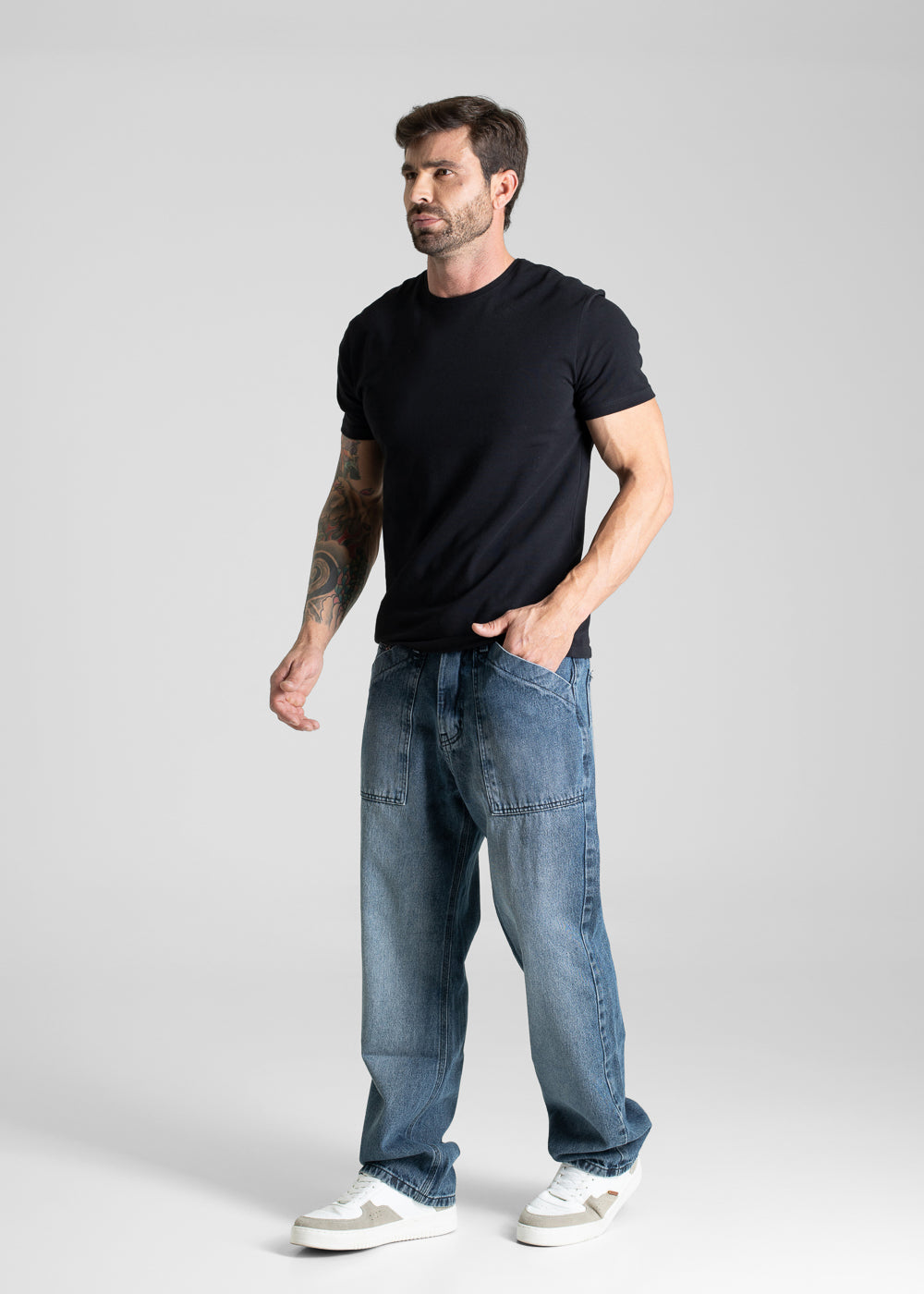 Calça Jeans Sawary Baggy - 281048 PRETO