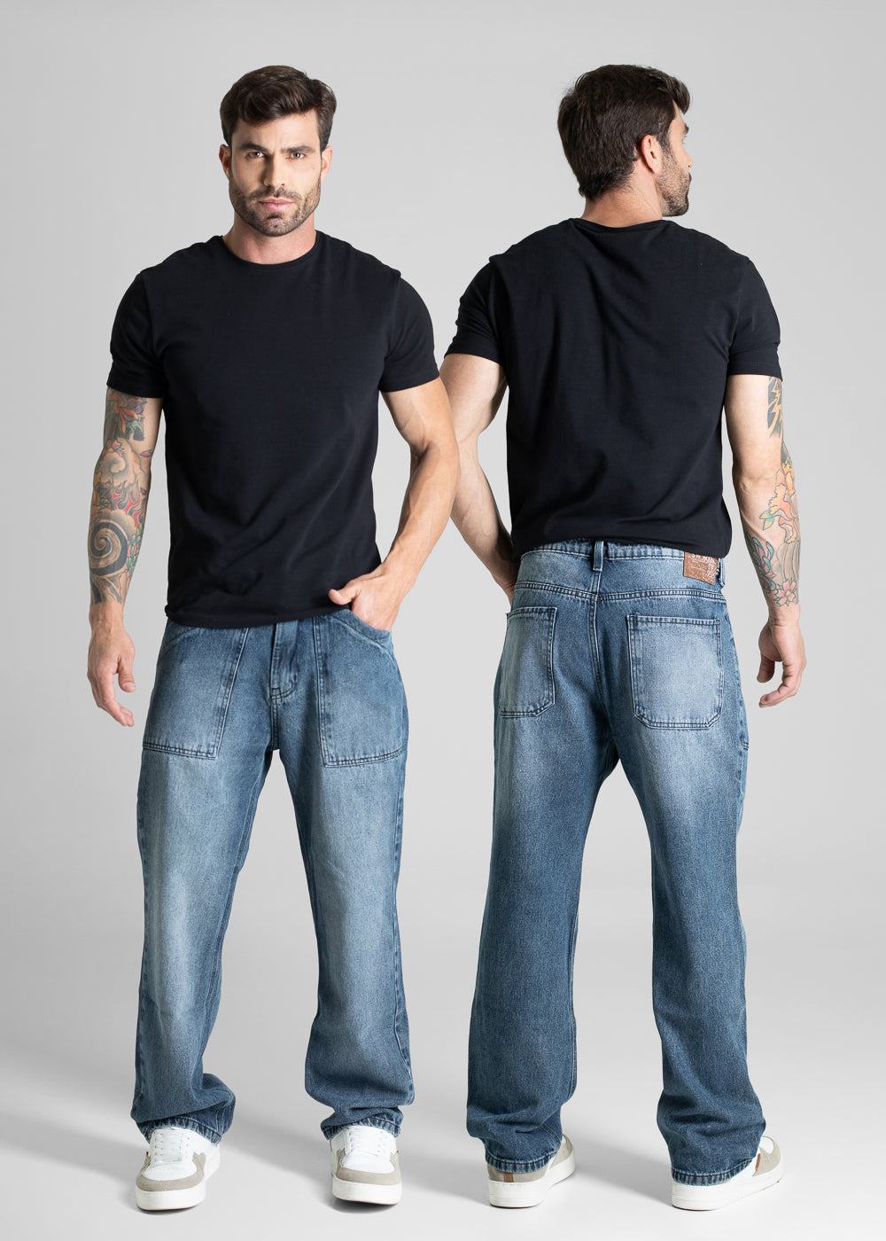 Calça Jeans Sawary Baggy - 281048 PRETO