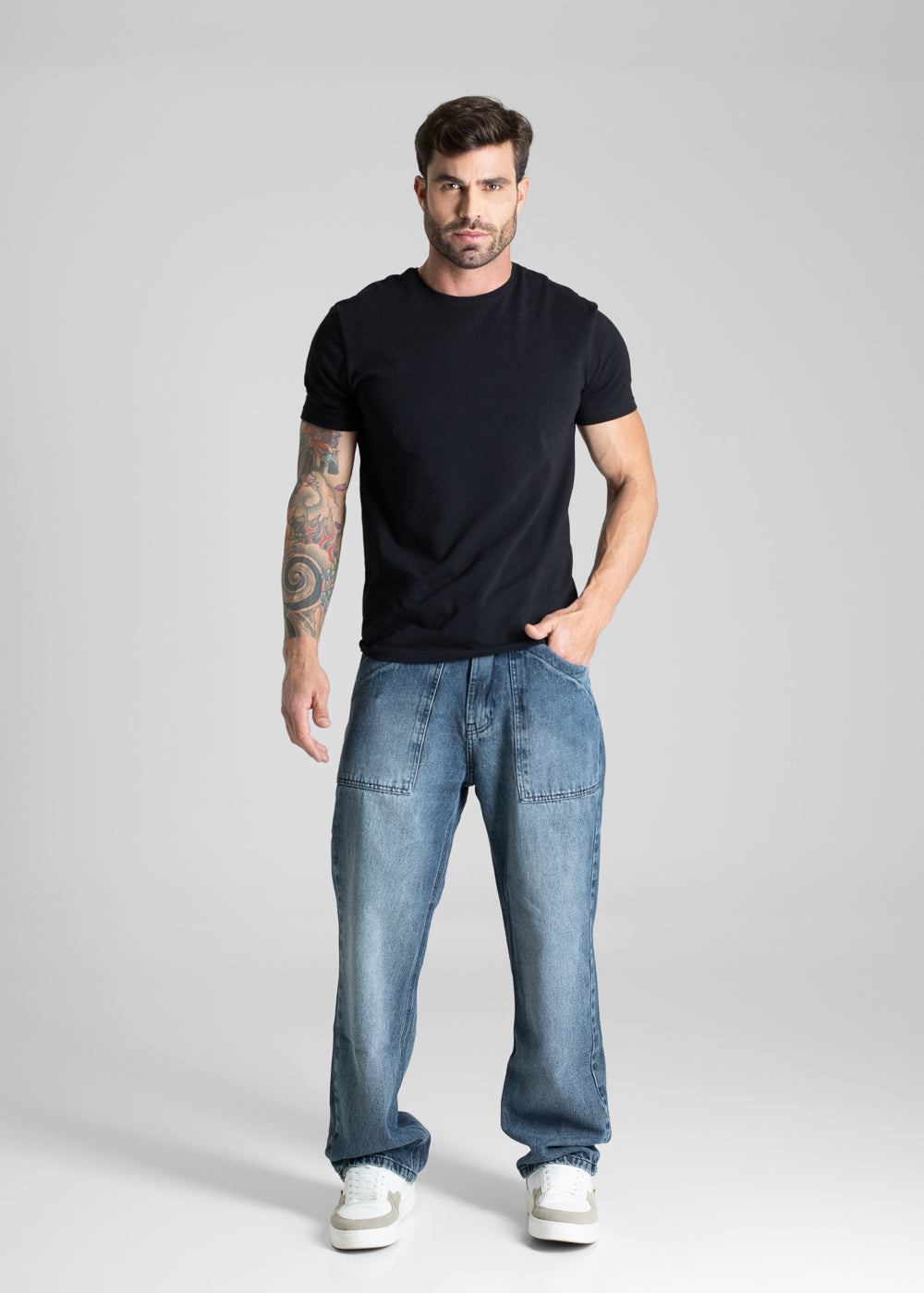 Calça Jeans Sawary Baggy - 281048 PRETO
