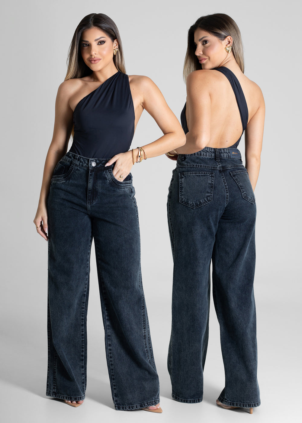 Calça Jeans Sawary Wide Leg - 281057 PRETO