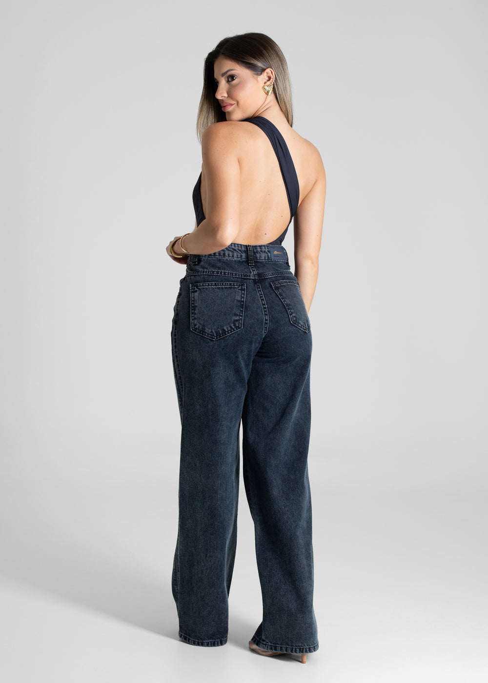 Calça Jeans Sawary Wide Leg - 281057 PRETO