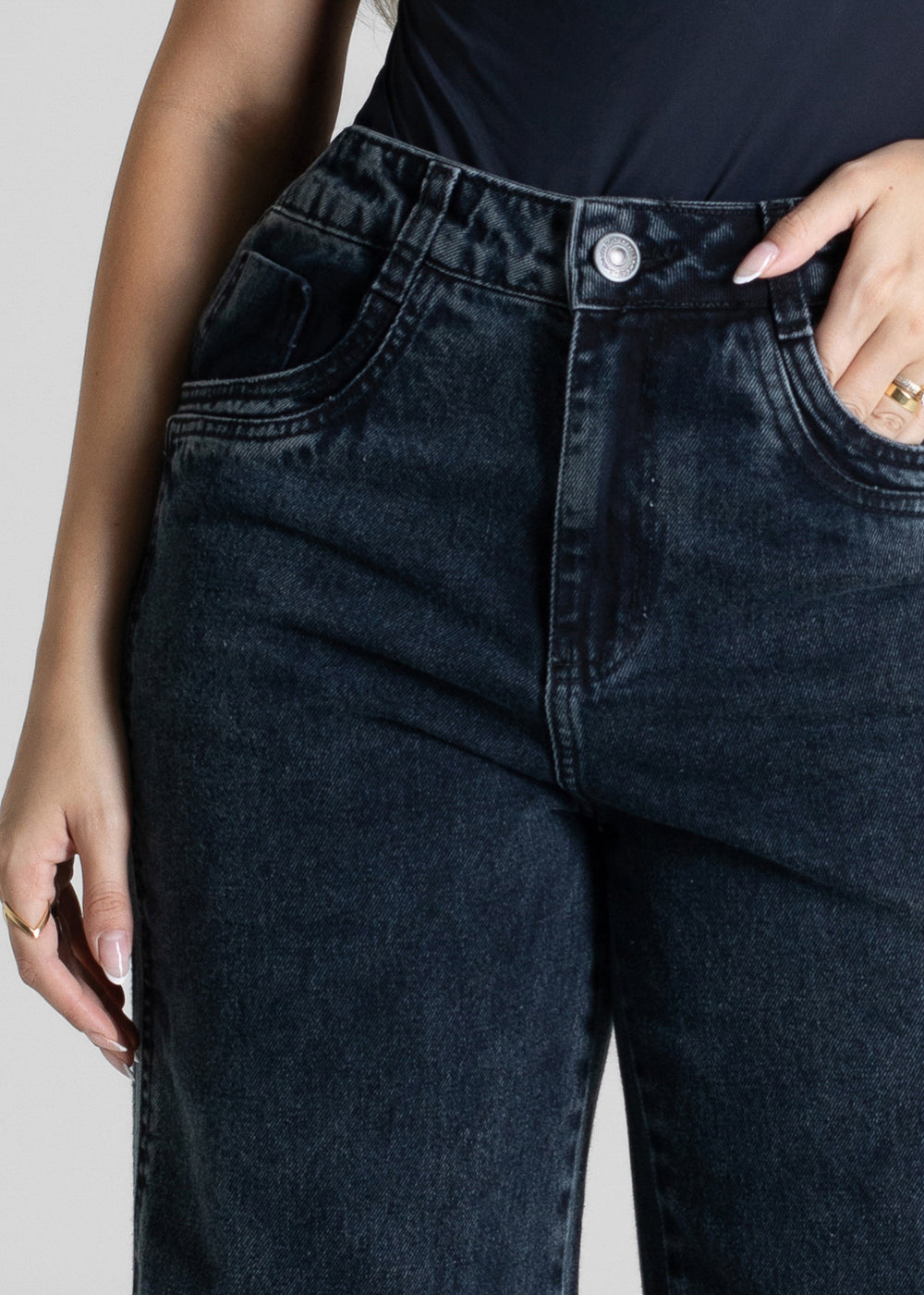 Calça Jeans Sawary Wide Leg - 281057 PRETO