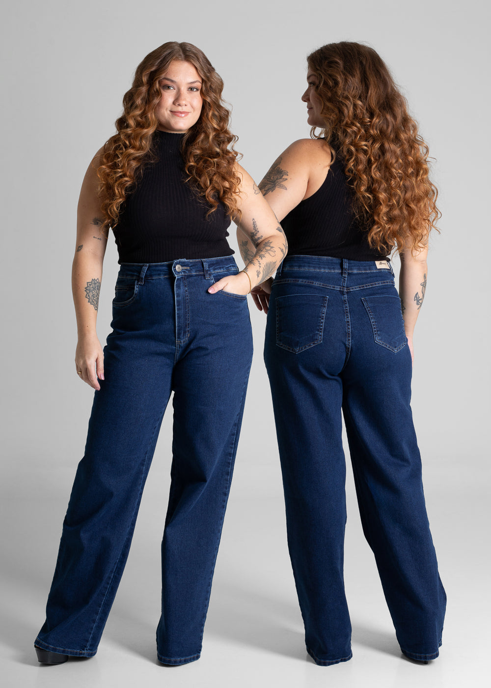 Calça Jeans Sawary Plus Size Wide Leg - 281058 AZUL