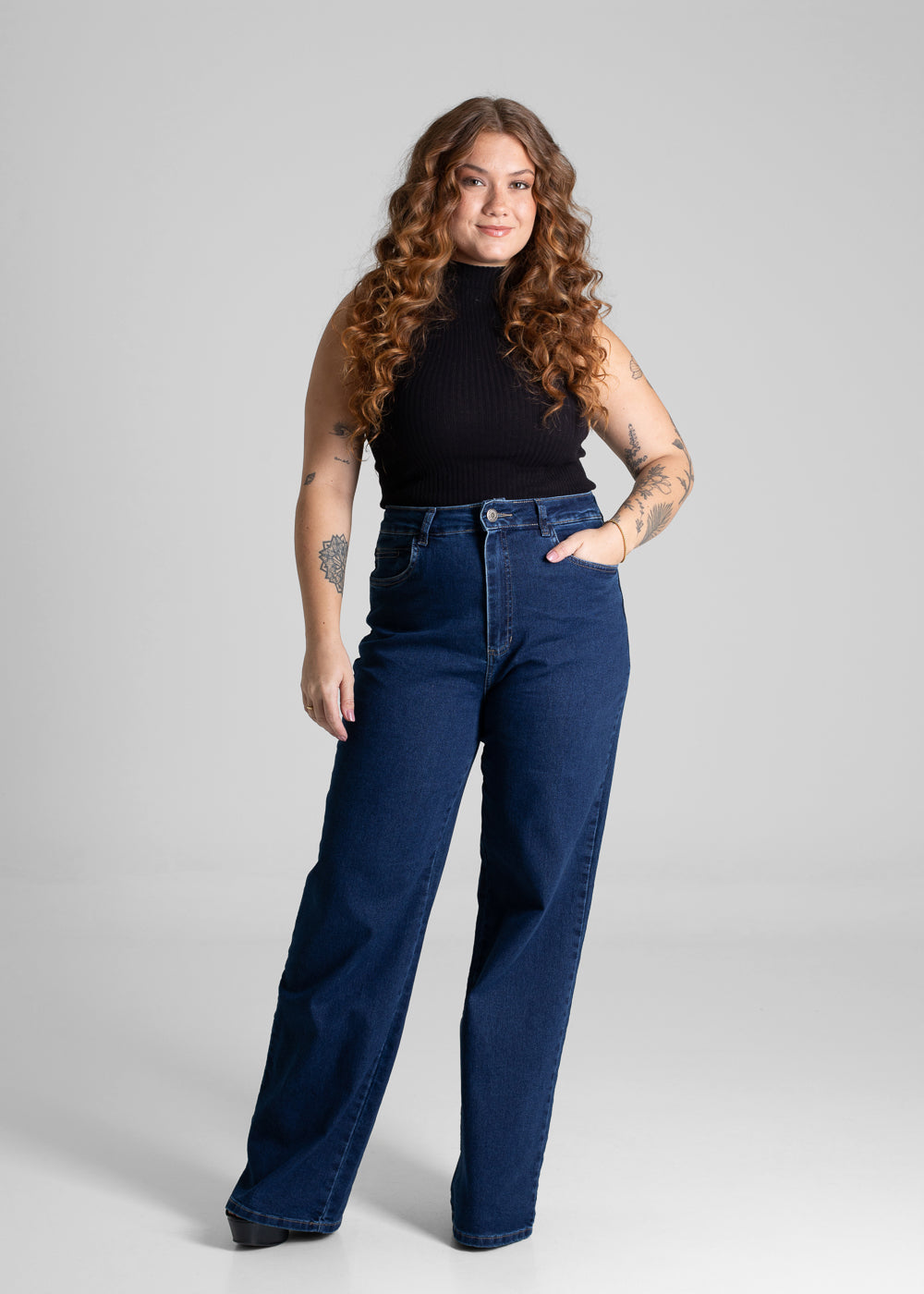 Calça Jeans Sawary Plus Size Wide Leg - 281058 AZUL