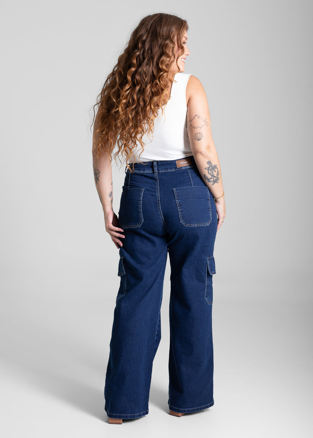 Calça Jeans Sawary Plus Size Wide Leg - 281075 AZUL