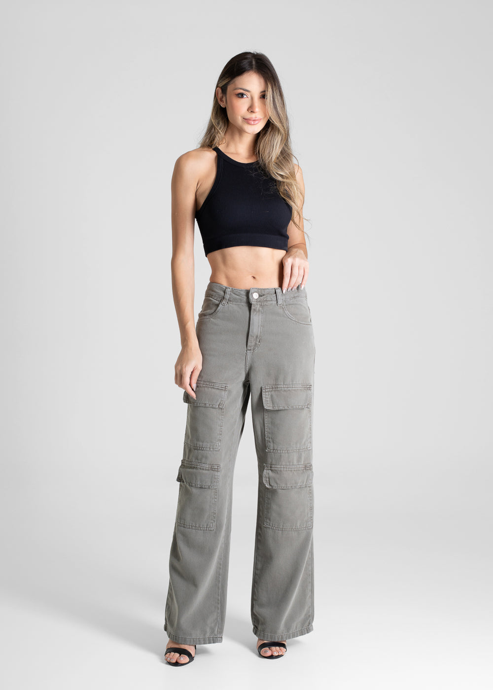 Calça Sarja Sawary Wide Leg - 281087 VERDE