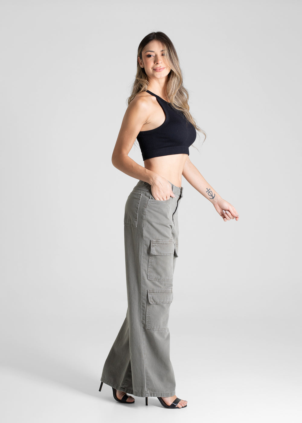 Calça Sarja Sawary Wide Leg - 281087 VERDE