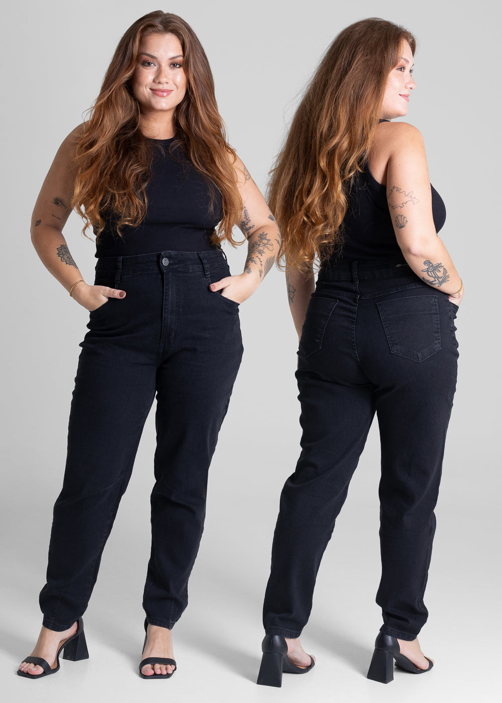 Calça Jeans Sawary Mom Plus Size - 281108 PRETO